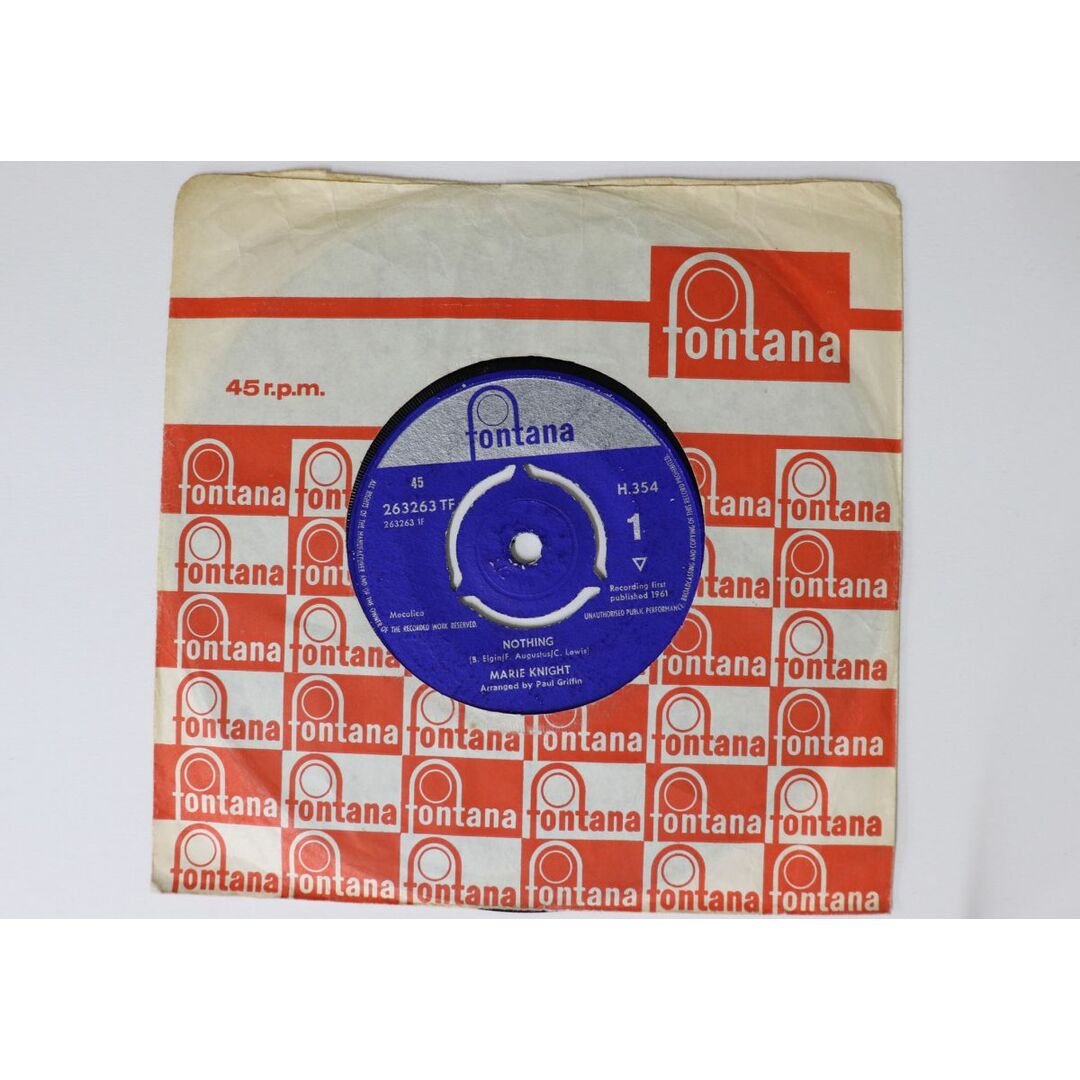 納得できる割引 Come / Nothing Knight Marie 英7” Tomorrow /00080 FONTANA 263263TF その他