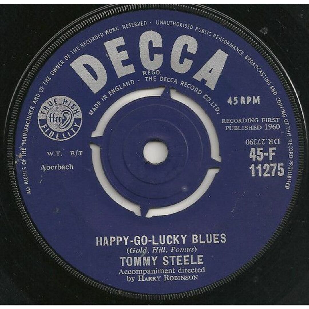 英7" Tommy Steele Happy-Go-Lucky Blues 45F11275 Decca /00080 エンタメ/ホビーのエンタメ その他(その他)の商品写真