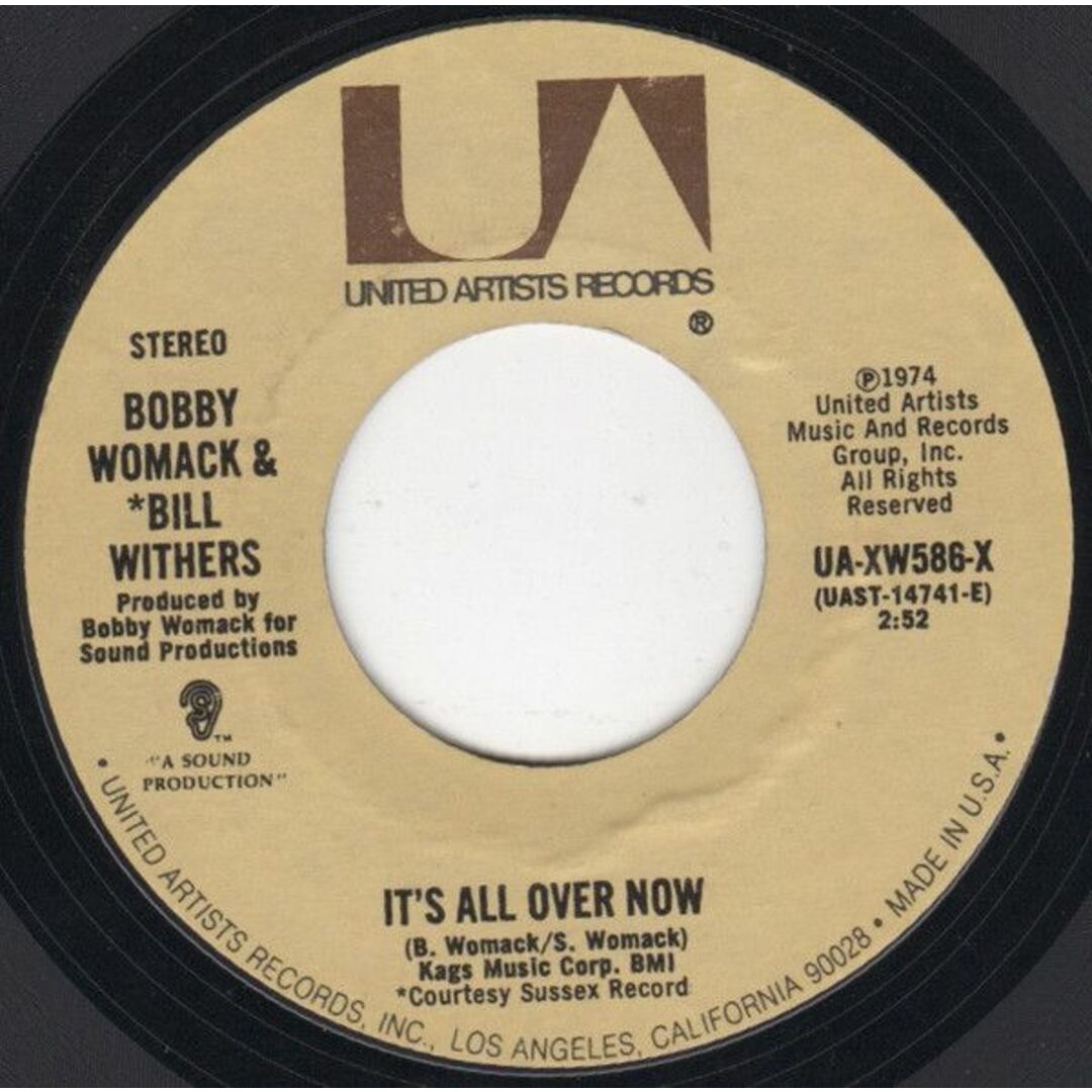 米7" Bobby Womack & Bill Withers Its All Over Now UAXW586X United Artists Records /00080 エンタメ/ホビーのエンタメ その他(その他)の商品写真