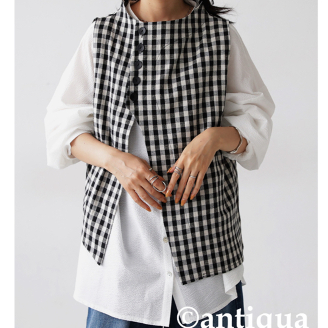 antiqua(アンティカ)のアンティカ チェック柄ベスト レディースのトップス(ベスト/ジレ)の商品写真
