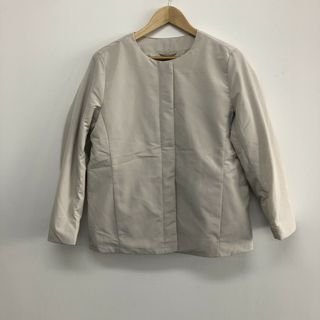 【LANDS'END】ランズエンド　白　L　ノーカラージャケット　レディース(ノーカラージャケット)
