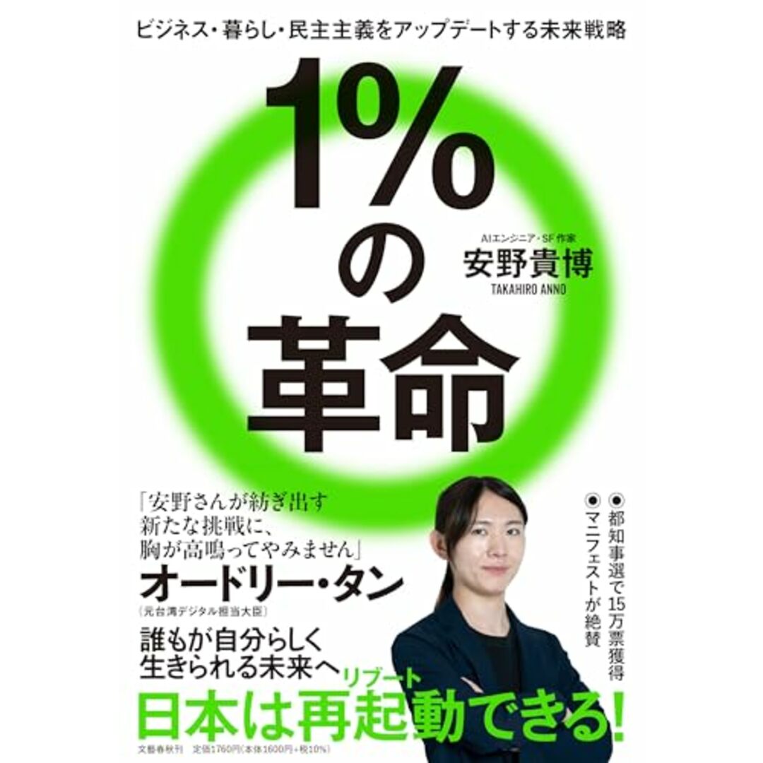 【期間限定ダウンロード特典あり】1%の革命 ビジネス・暮らし・民主主義をアップデートする未来戦略(特典:書き下ろし小冊子データ配信)/安野貴博 エンタメ/ホビーの本(ビジネス/経済)の商品写真