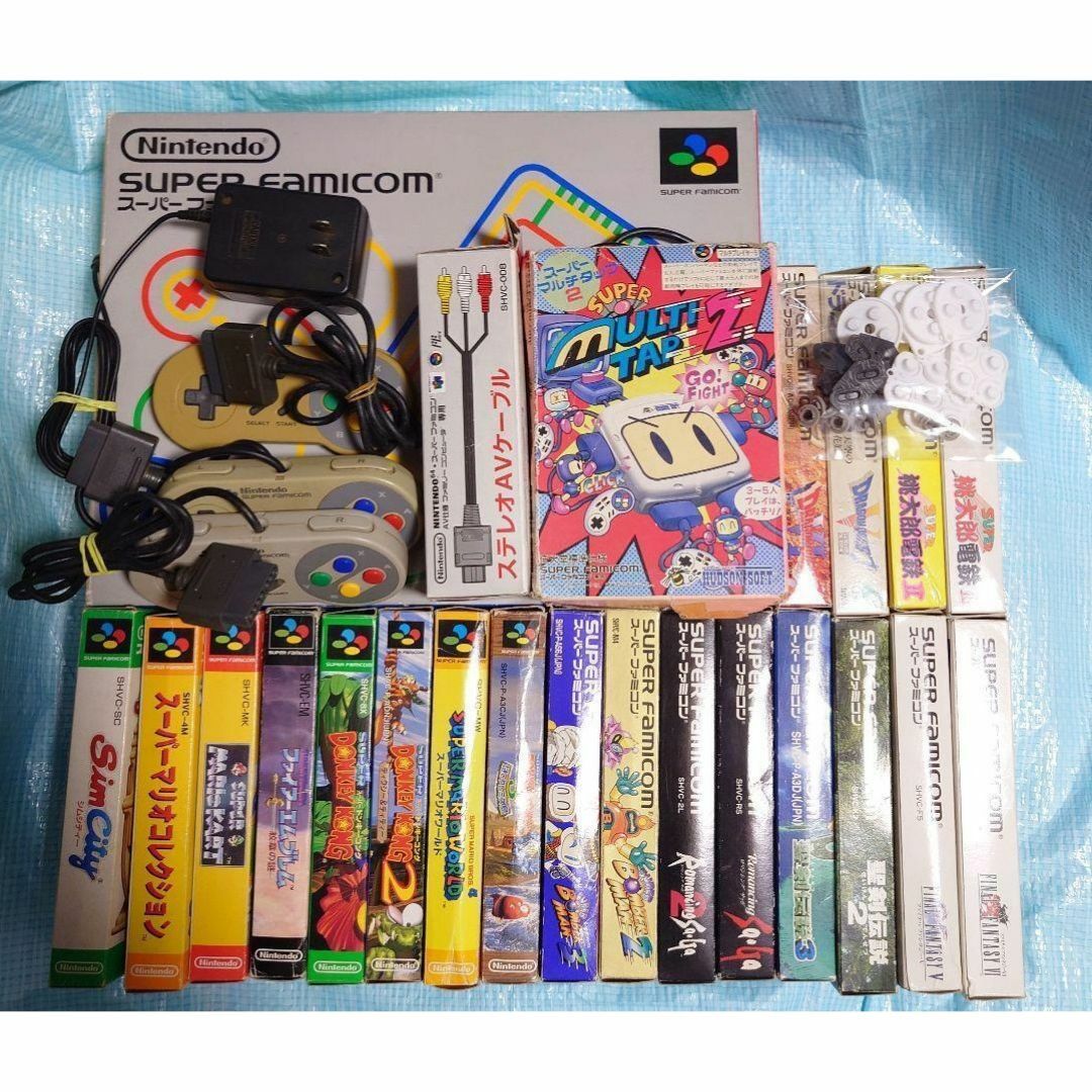 スーパーファミコン(スーパーファミコン)のスーパーファミコン 周辺機+ソフト20本セット エンタメ/ホビーのゲームソフト/ゲーム機本体(家庭用ゲームソフト)の商品写真
