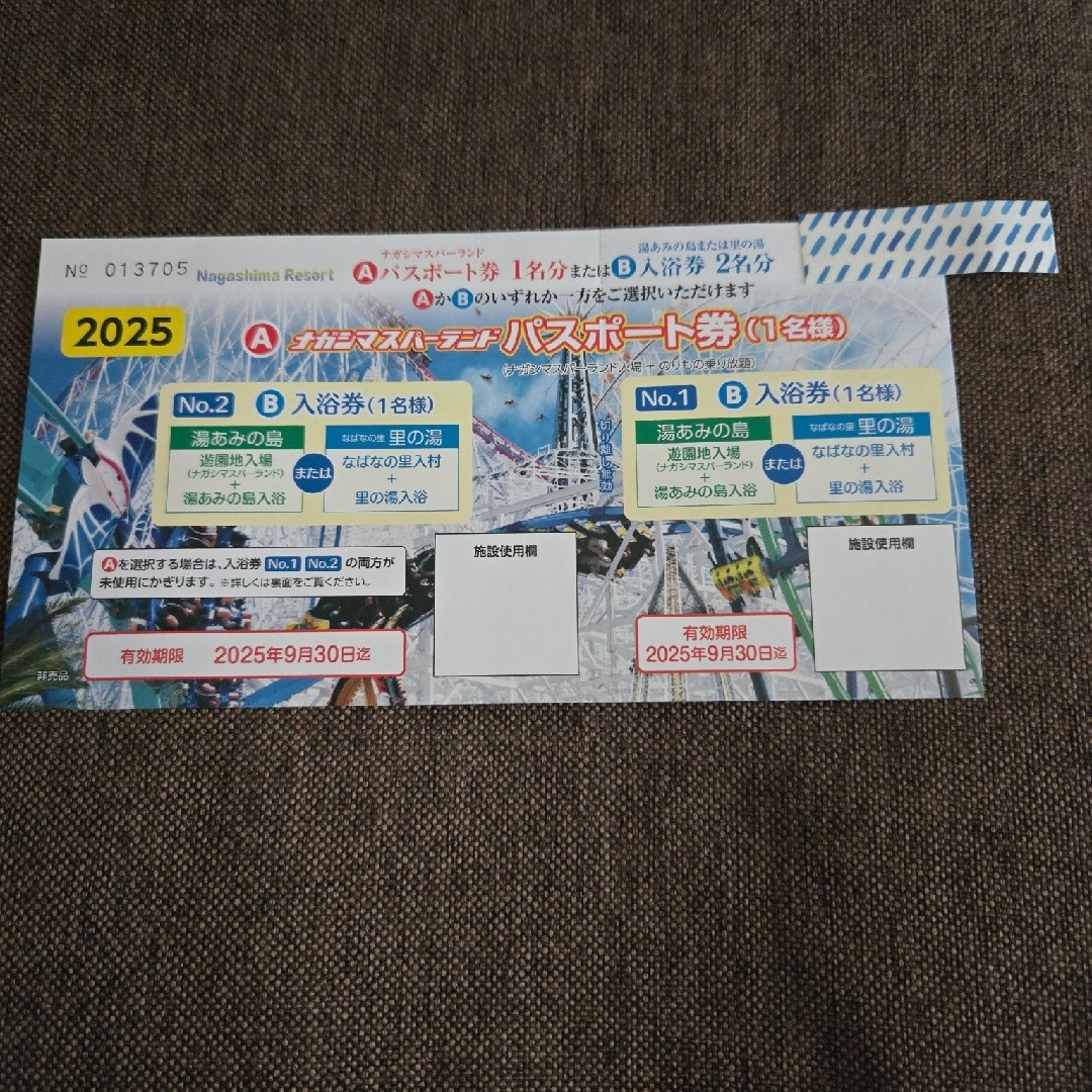 長島スパーランド パスポート券 チケットの施設利用券(遊園地/テーマパーク)の商品写真