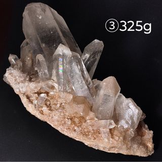 ③マニカラン水晶 クラスター 原石 ピンクマニカラン セルフヒールド アイリス(置物)