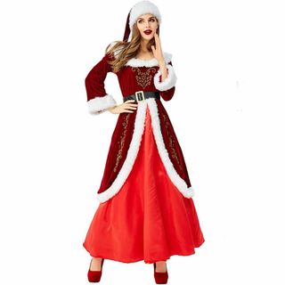DBクリスマスロングのコスプレ衣装 ワインレッド hz11-sd09-we-l(スーツ)
