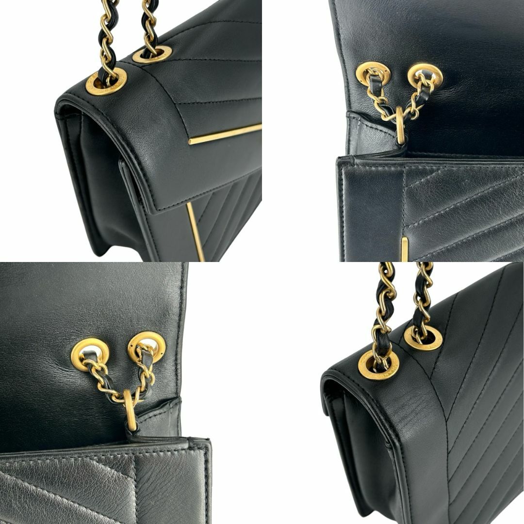 CHANEL(シャネル)のCHANEL シャネル シェブロン Vステッチ 2WAY チェーンショルダーバッグ カーフスキン ブラック ゴールド金具 24番台（2018年頃） レディース 斜め掛け 肩掛け クロスボディー Ginza Class Luxury Shop レディースのバッグ(ショルダーバッグ)の商品写真