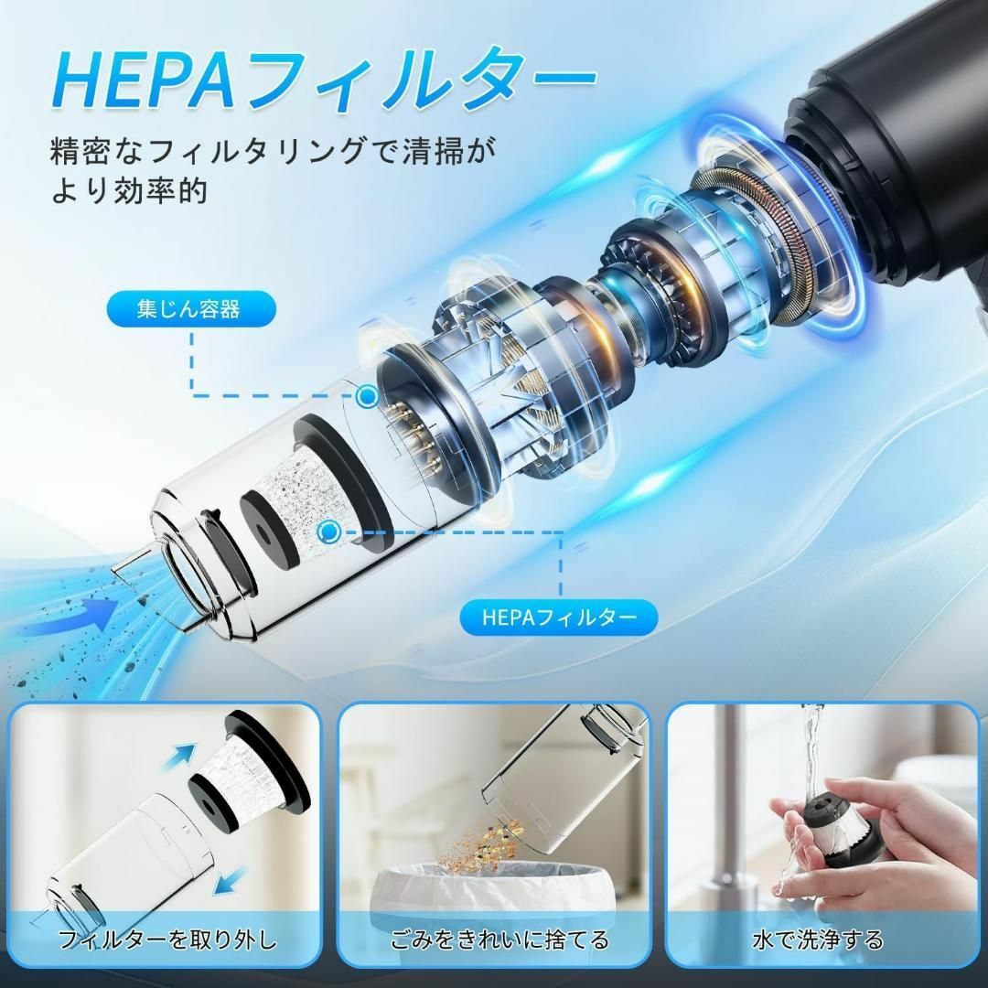 ハンディクリーナー ハンディ掃除機 車用掃除機 20000pa 4in1 軽量 メンズのジャケット/アウター(ノーカラージャケット)の商品写真