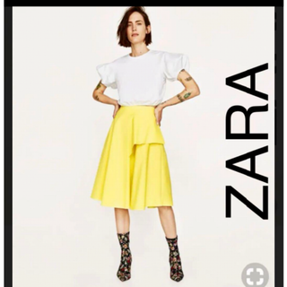 ザラ(ZARA)のザラ　変形スカート　S イエロー(ひざ丈スカート)