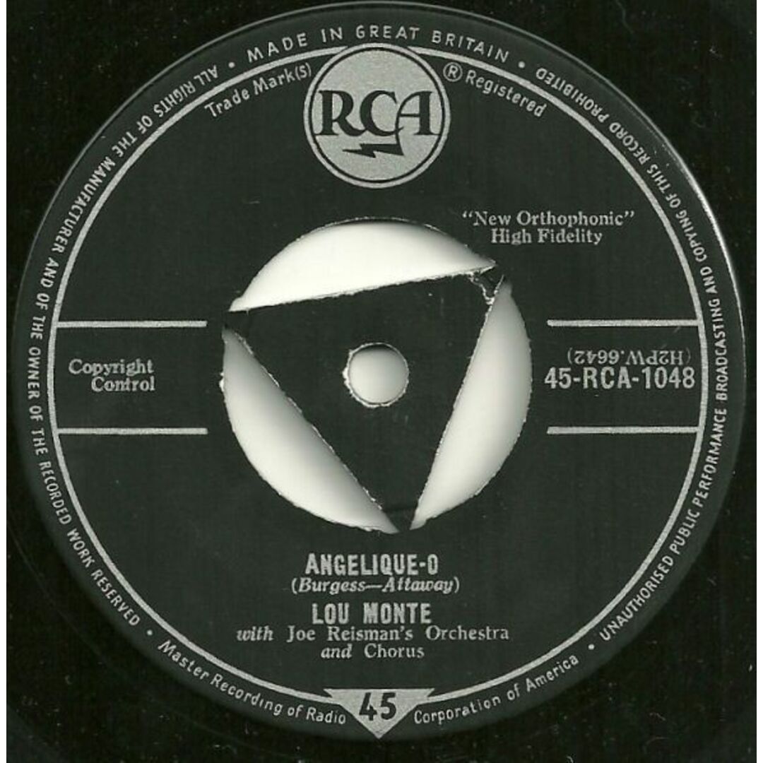英7" Lou Monte Angelique-O / Lazy Mary (Luna Mezzo Mare) 45RCA1048 RCA /00080 エンタメ/ホビーのエンタメ その他(その他)の商品写真