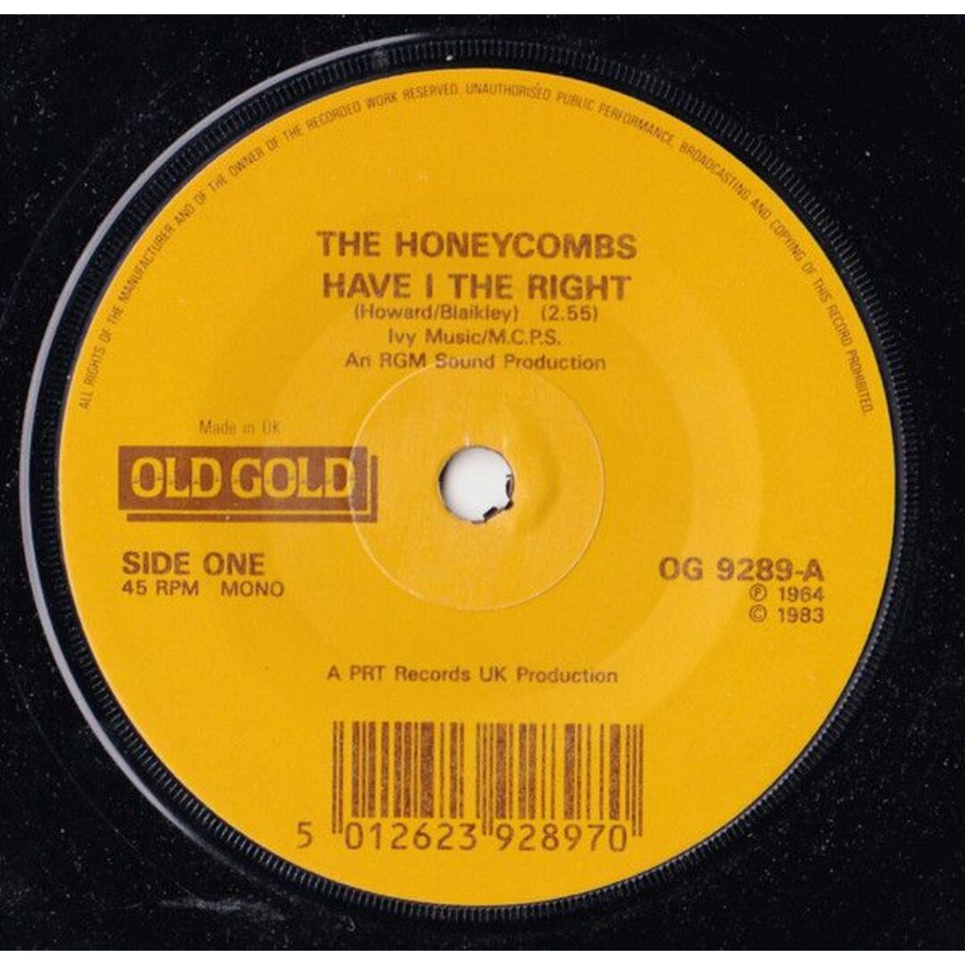 英7" Honeycombs Have I The Right OG9289 Old Gold (2) /00080 エンタメ/ホビーのエンタメ その他(その他)の商品写真