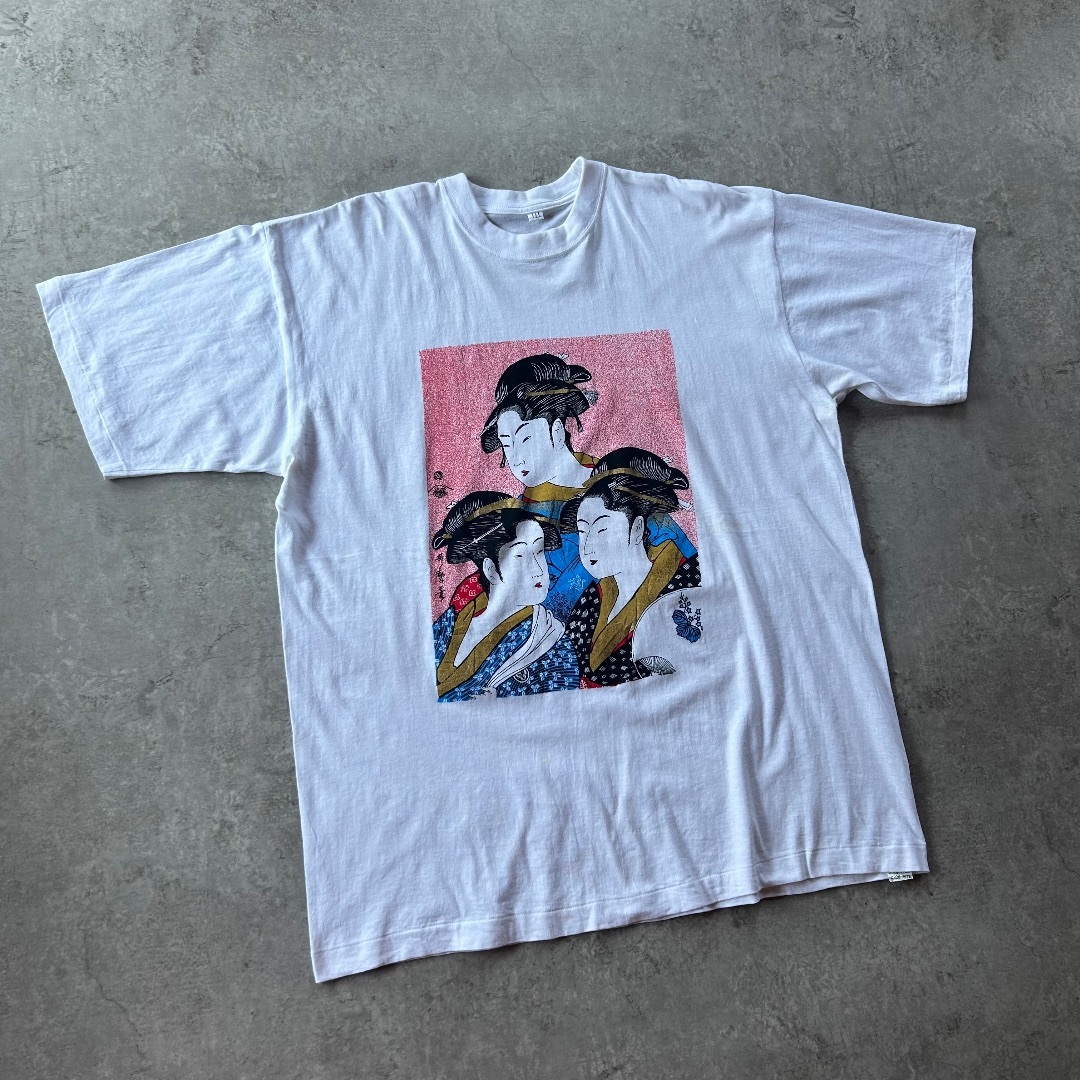 90s 浮世絵tシャツ 喜多川歌麿 歌舞伎 ホワイト 2XL アート