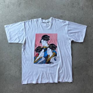 ヴィンテージ(VINTAGE)の90s 浮世絵tシャツ 喜多川歌麿 歌舞伎 ホワイト 2XL アート(Tシャツ/カットソー(半袖/袖なし))
