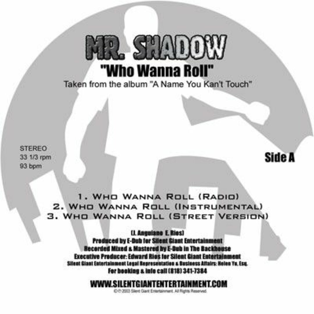 米12" Mr. Shadow Who Wanna Roll NONE Silent Giant Entertainment /00250 エンタメ/ホビーのエンタメ その他(その他)の商品写真