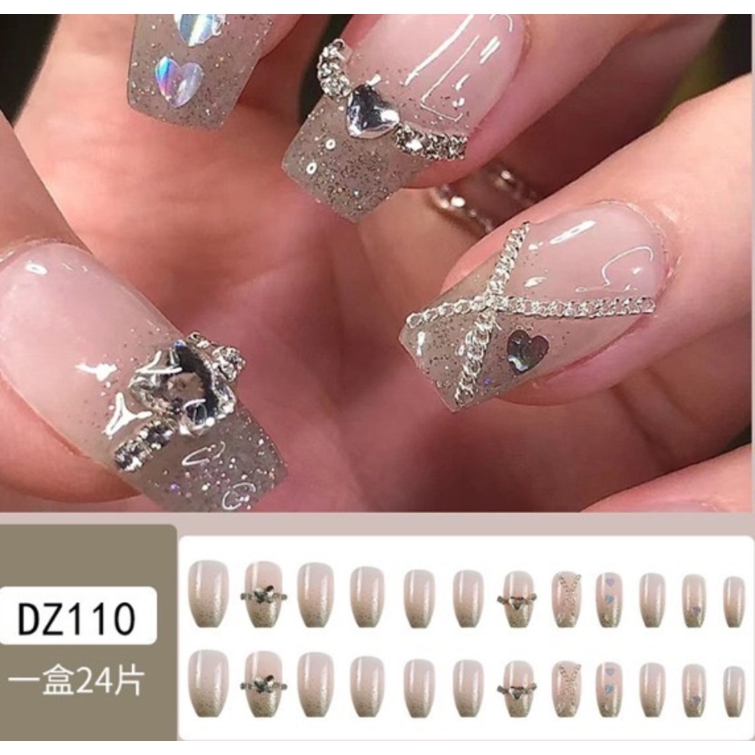 ネイルチップ つけ爪 韓国 おしゃれ 人気 残り僅か クリア系 コスメ/美容のネイル(つけ爪/ネイルチップ)の商品写真