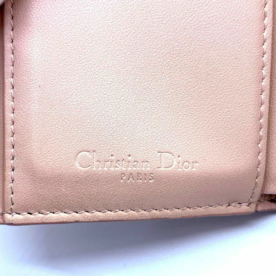 超美品 Dior レディディオール カナージュ ラムスキン 三つ折り 財布