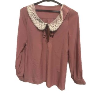 グローブ(grove)のgrove ピンク　シャツ　襟付き　リボン　M(シャツ/ブラウス(長袖/七分))
