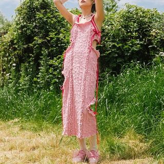 ダーリッチ(Darich)のdont bite eyes カットアウト キャミソール ワンピース ロング (ロングワンピース/マキシワンピース)