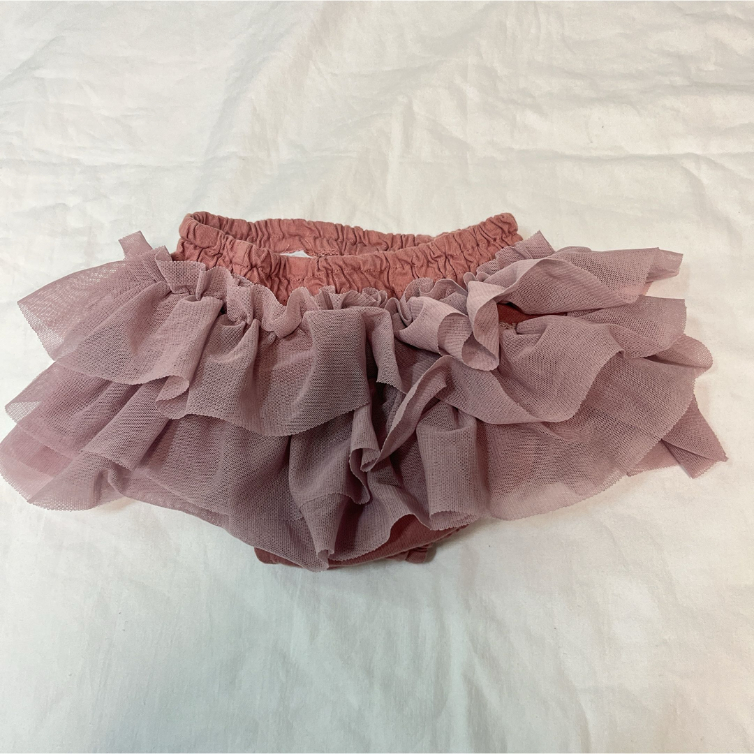 ブルマ 3点セット 80サイズ 小花柄 ピンク ふりふり キッズ/ベビー/マタニティのベビー服(~85cm)(パンツ)の商品写真