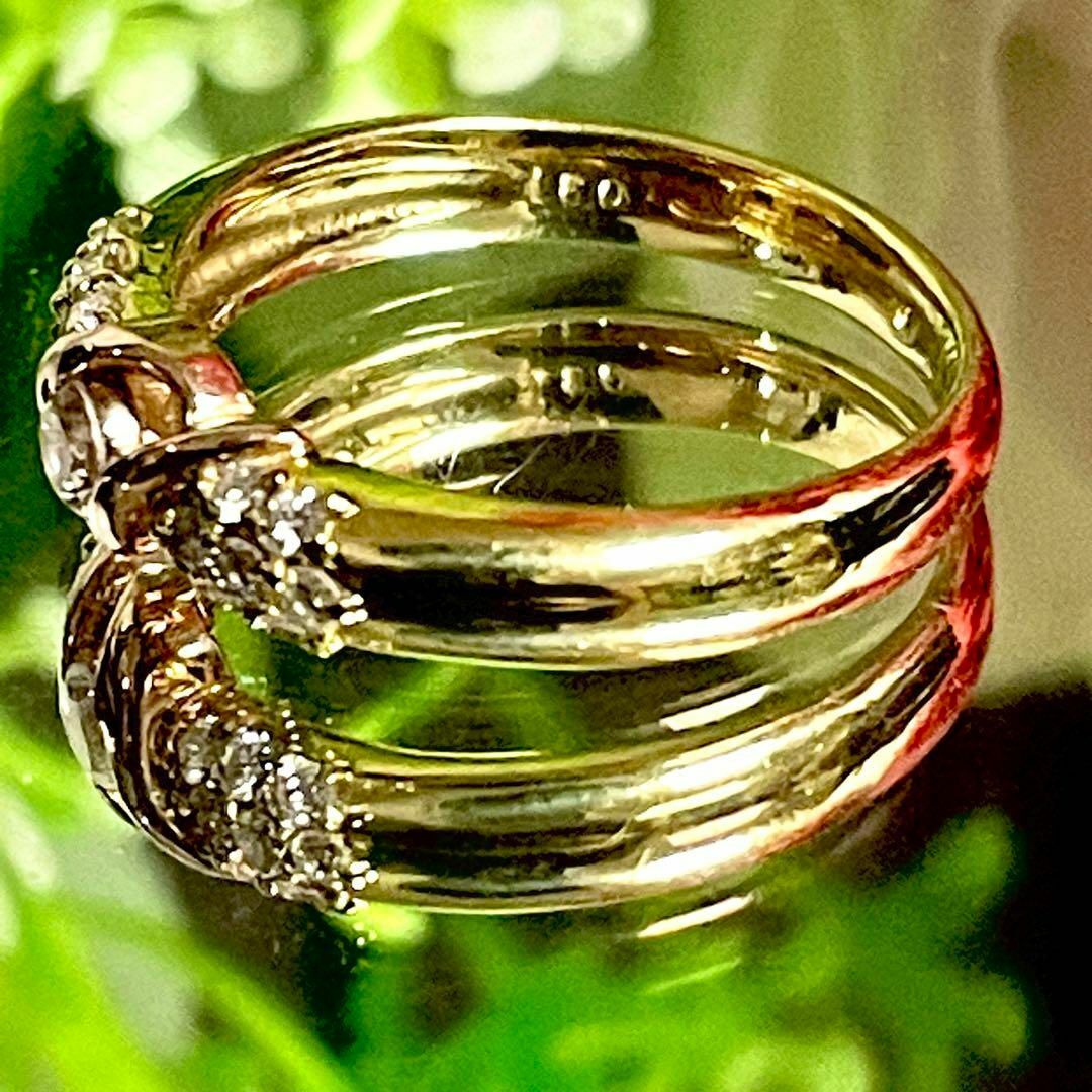 K18 ダイヤモンド付 ファッションリング D集0.31ct 約12.5号 レディースのアクセサリー(リング(指輪))の商品写真