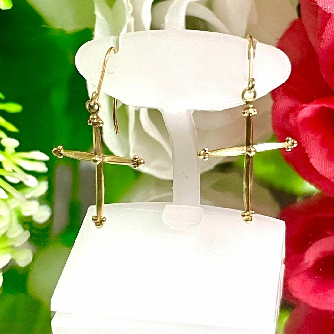 K18 クロスピアス セット フック式 ユニセックス メンズのアクセサリー(ピアス(両耳用))の商品写真