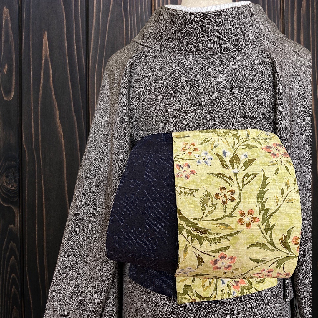 *着物反物*　染め結城紬と手織り結城紬　大人の兵児帯　半幅帯　長尺　ハンドメイド