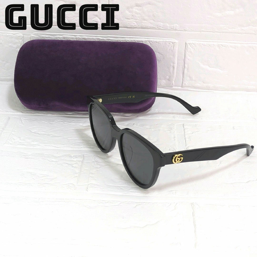 GUCCI(グッチ)の美品　GUCCI グッチ サングラス　マーモント　ゴールド　ブラック レディースのファッション小物(サングラス/メガネ)の商品写真