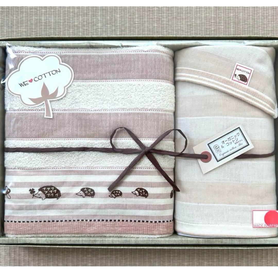 WE LOVE COTTON ハリネズミ タオルセット インテリア/住まい/日用品の日用品/生活雑貨/旅行(タオル/バス用品)の商品写真