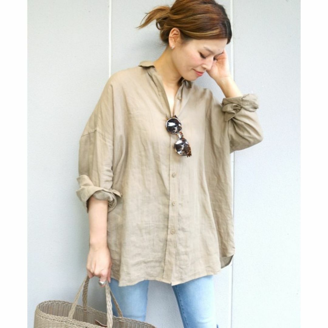 DEUXIEME CLASSE - 極美品 Deuxieme Classe WIDE LINENシャツ ベージュ 麻
