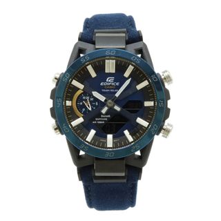 カシオ(CASIO)のCASIO カシオ エディフィス タフソーラー カーボン SS デイト ブルー文字盤 メンズ 腕時計 ECB-2000 ECB-2000SS-2AJR(腕時計(アナログ))