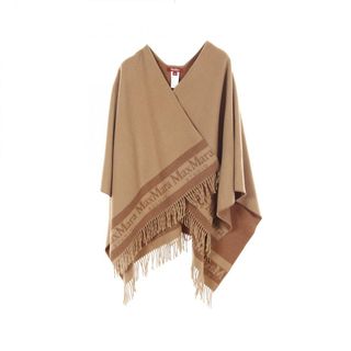 マックスマーラステュディオ Max Mara Studio PATRONI ロゴ ポンチョ ポンチョ 衣料品 アウター ウール レディース ブラウン系 【中古】(ポンチョ)