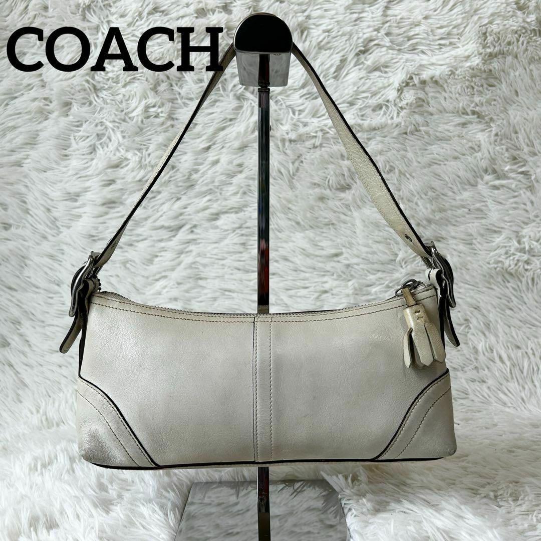 ハンドバッグ COACH - COACH leather Mini bag White