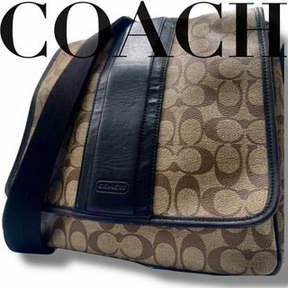 コーチ(COACH)の極美品✨COACH ヘリテージ メッセンジャーバッグ PVC 大容量 ショルダー(メッセンジャーバッグ)