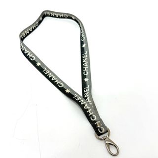 シャネル(CHANEL)のシャネル CHANEL 01P ロゴ ネックストラップ ネックホルダー 雑貨 小物 首掛け  ネックレス キャンバス グレー(ネックレス)