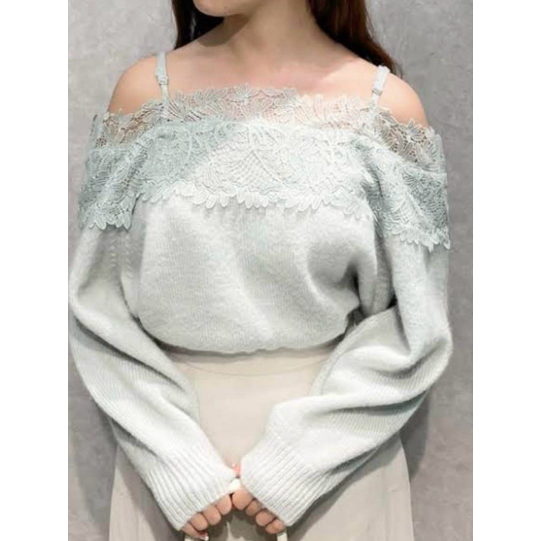 SNIDEL - 【新品未使用】SNIDEL♡レーストリミングニットプルオーバー  ミント