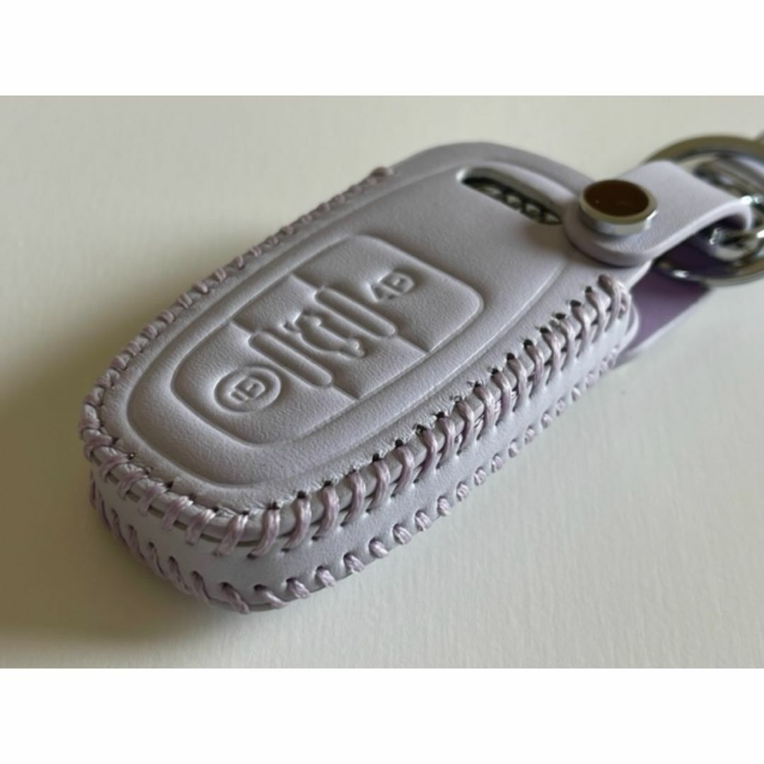 牛革 ぴったりフィット アウディ スマートキーケース A前期 パステルパープル1 自動車/バイクの自動車(車内アクセサリ)の商品写真