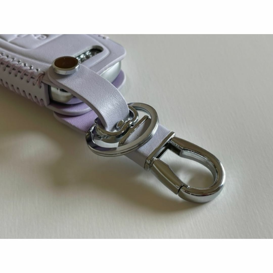 牛革 ぴったりフィット アウディ スマートキーケース A前期 パステルパープル1 自動車/バイクの自動車(車内アクセサリ)の商品写真