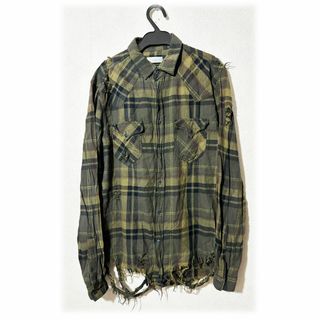 ZARA ザラ ダメージ加工 チェックシャツ メンズ M グランジ ボロ 激安