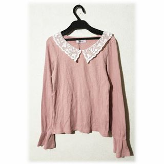 アンクルージュ(Ank Rouge)の新品未使用 AnkRouge アンクルージュ エリ付き リブ トップス ピンク (カットソー(長袖/七分))