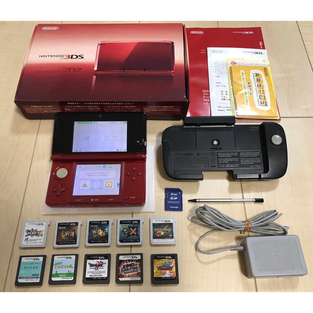 ニンテンドー3DS - お得✨ニンテンドー3DSレッド本体＋ソフト10本＋拡張パッドセット✨
