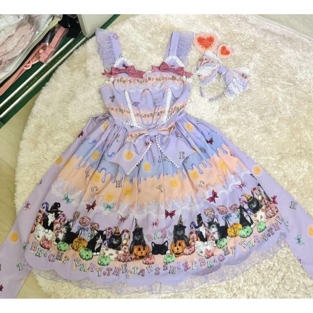 BABY,THE STARS SHINE BRIGHT(ベイビーザスターズシャインブライト)のBaby 黒猫くみゃちゃん カチューシャ セット ハロウィン レディースのワンピース(ひざ丈ワンピース)の商品写真