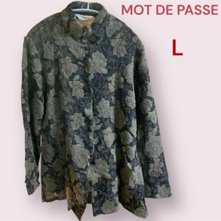 MOT DE PASSE 花柄ジャガード シャツ 長袖 モード感 Lサイズ(シャツ/ブラウス(長袖/七分))