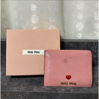 ミュウミュウ(MIU MIU)のレア　 miumiu　財布　二つ折り財布 マドラスラブ　バイカラー　ピンク(財布)