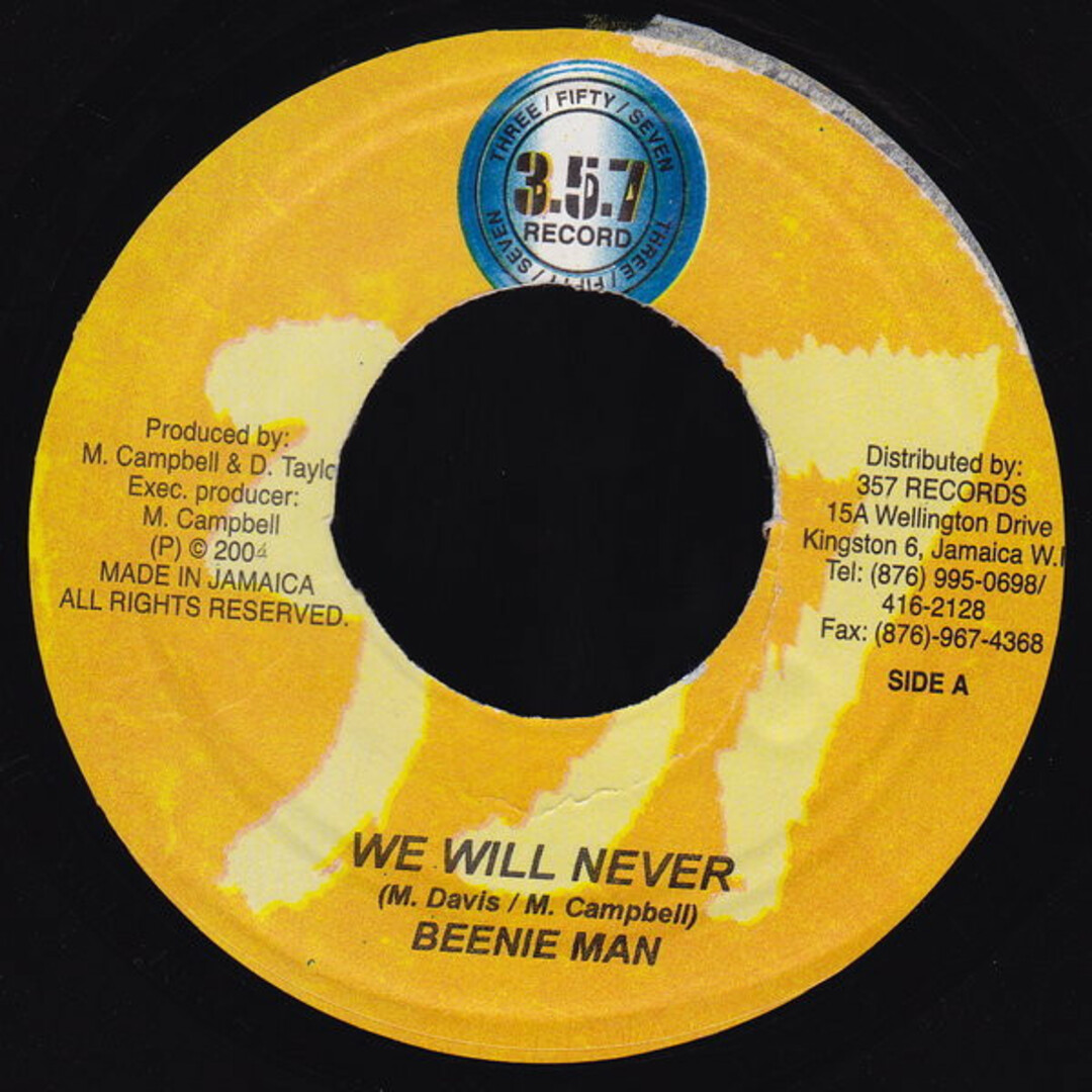 ジャマイカ7" Beenie Man We Will Never none 357 Records /00080 エンタメ/ホビーのエンタメ その他(その他)の商品写真