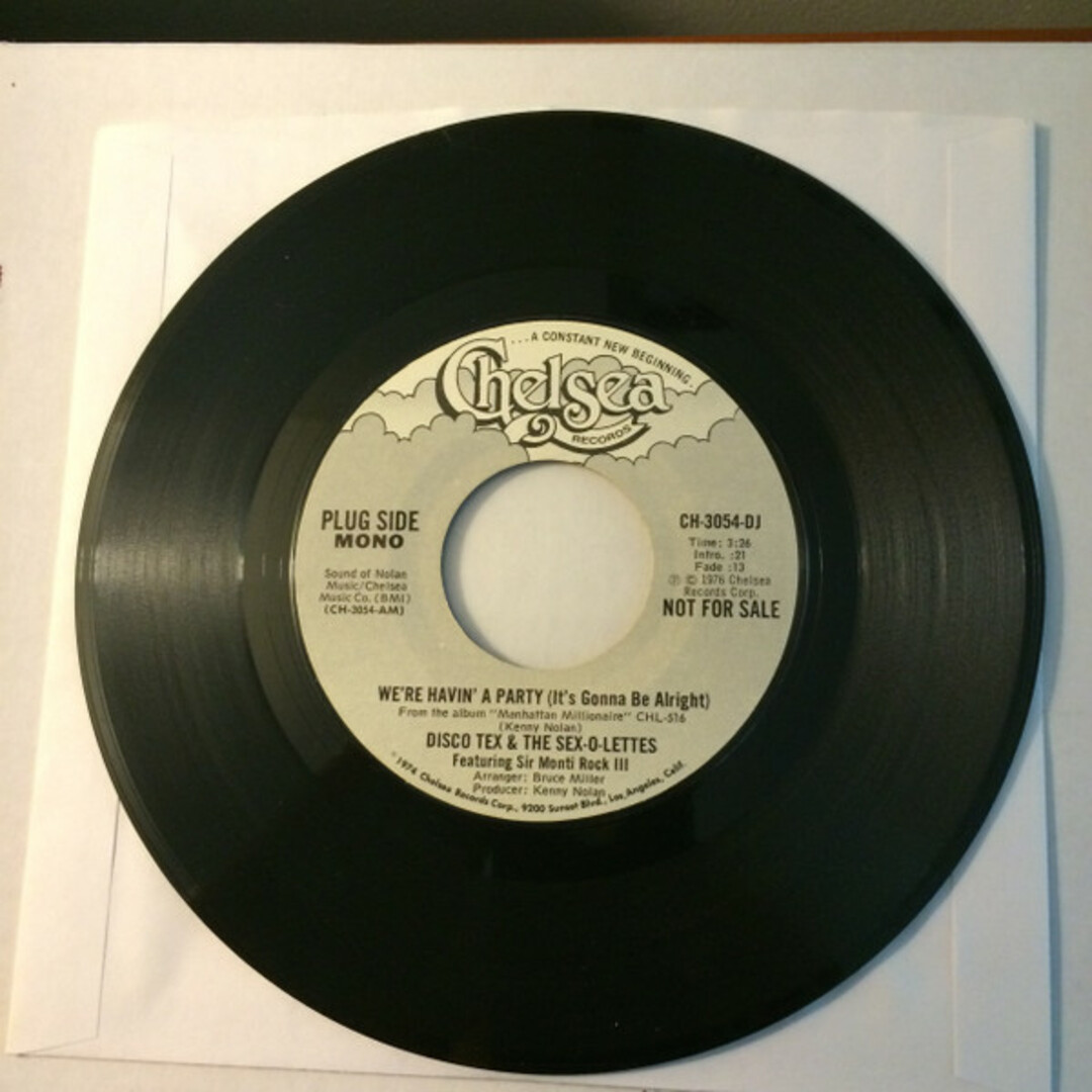 米7” Disco Tex & His Sex-O-Lettes, Were Havin A Party (Its Gonna Be Alright) CH3054DJ Chelsea Records プロモ /00080 エンタメ/ホビーのエンタメ その他(その他)の商品写真