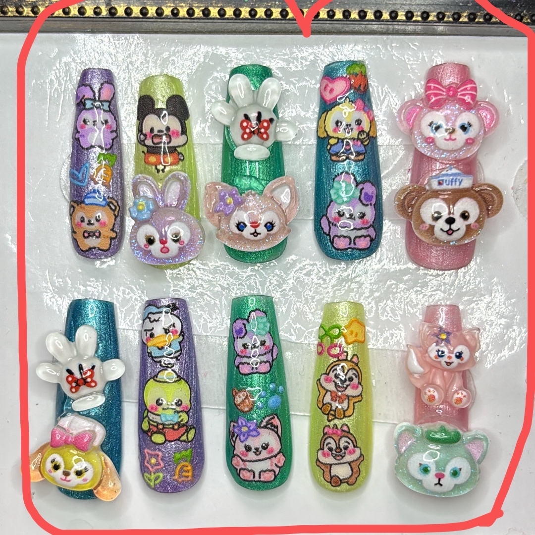 nail No.804 キッズサイズ ダッフィーフレンズ ディズニー カラフル コスメ/美容のネイル(つけ爪/ネイルチップ)の商品写真