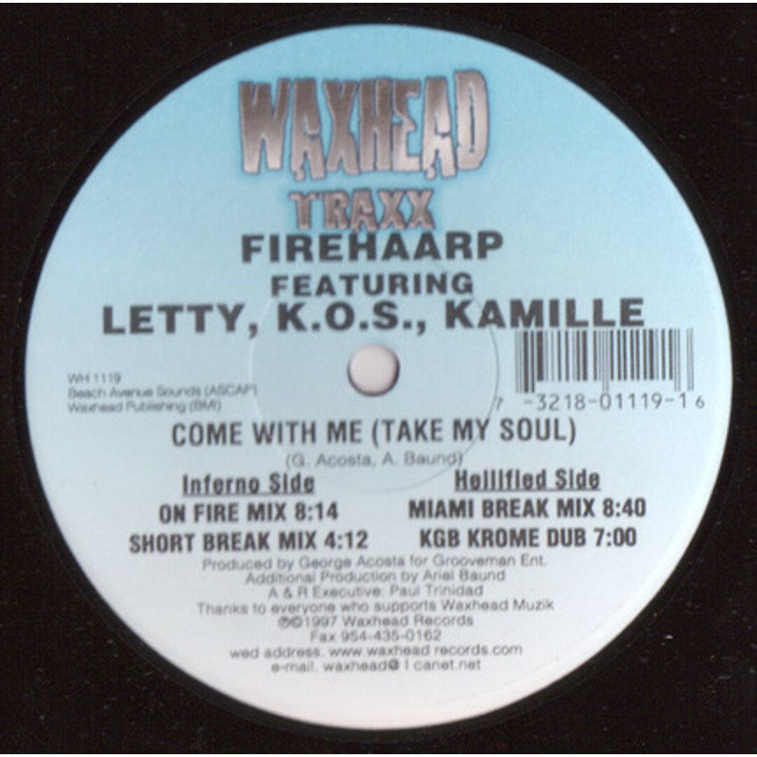 米12" Firehaarp Come With Me (Take My Soul) WH1119 Waxhead Records /00250 エンタメ/ホビーのエンタメ その他(その他)の商品写真
