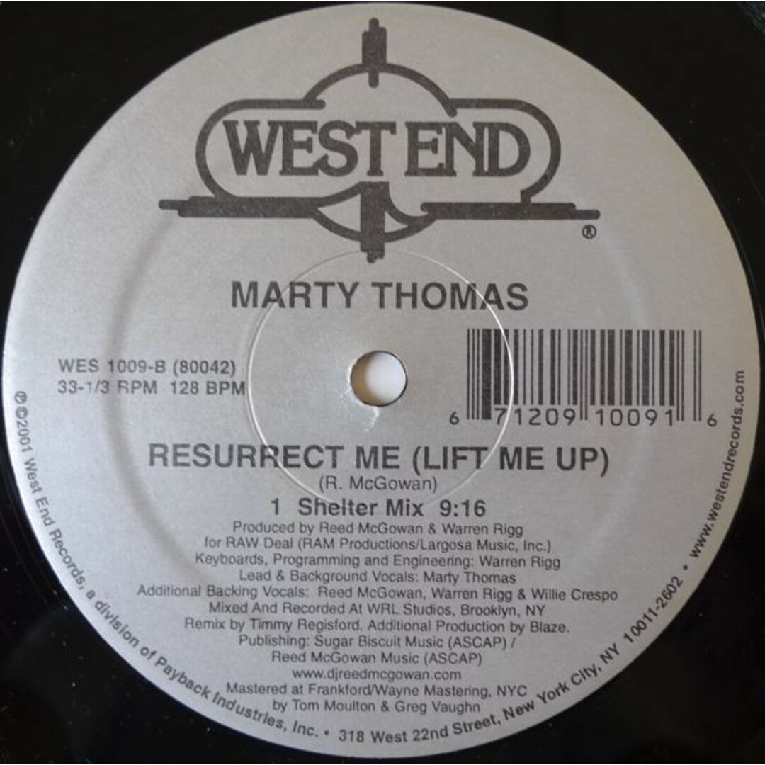 米2x12" Marty Thomas Resurrect Me (Lift Me Up) WES1009 West End Records /00500 エンタメ/ホビーのエンタメ その他(その他)の商品写真