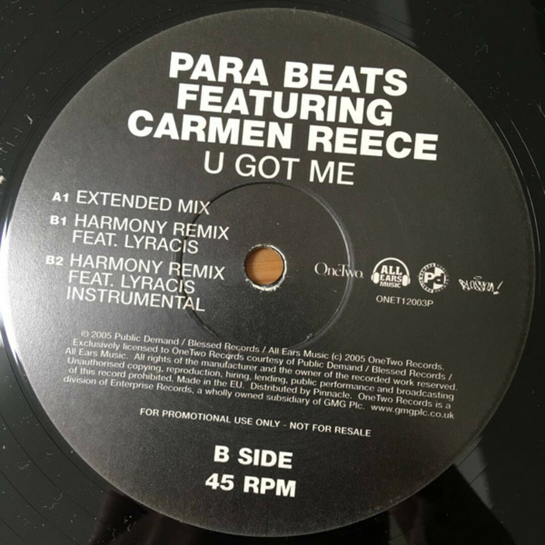 英12" Para-Beats Feat Carmen Reece U Got Me ONET12003P OneTwo Records /00250 エンタメ/ホビーのエンタメ その他(その他)の商品写真