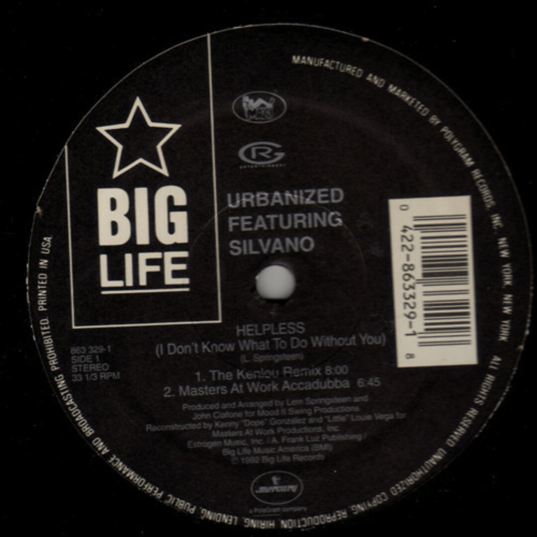 米12” Urbanized, Silvano Helpless (I Dont Know What To Do Without You) 8633291 Big Life /00250 エンタメ/ホビーのエンタメ その他(その他)の商品写真